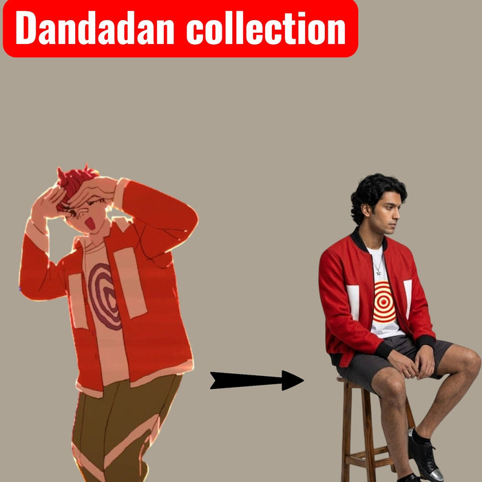Dandadan Jiji Inspired Red Bomber Jacket – Anime Streetwear Edition | Jiji
