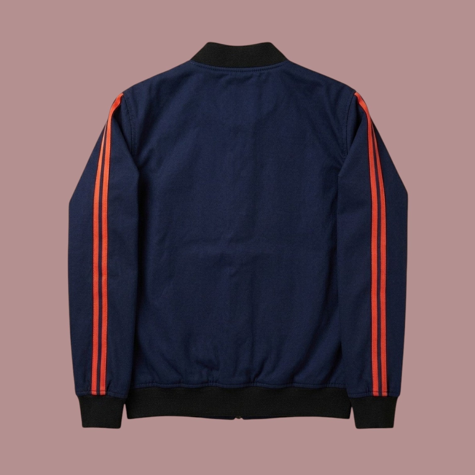 Navy Stripe Sleeve Bomber Jacket