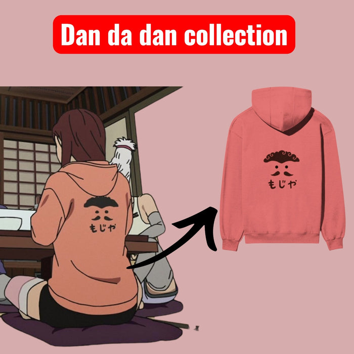 Mojya Face Back Print Coral Hoodie | Momo Ayase