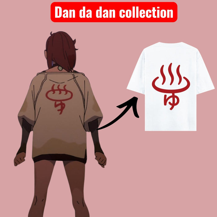 Onsen Symbol Back Print White Oversized Tee | Momo ayase