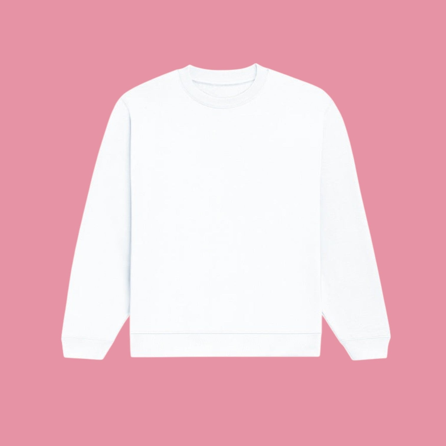 Flat product mockup showing the plain front of a classic white crewneck sweatshirt from the Dan da Dan anime clothing line.