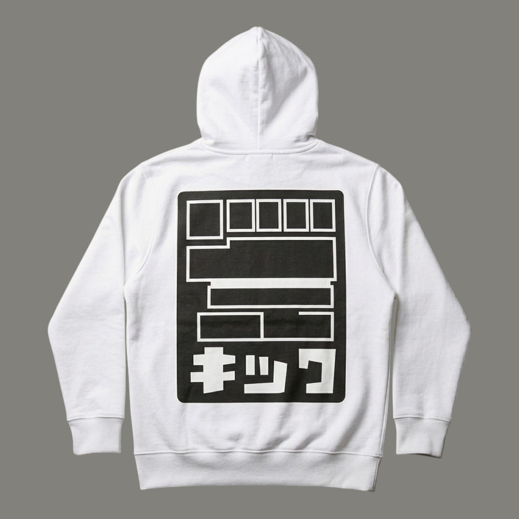 Grid Blueprint Graphic White Hoodie