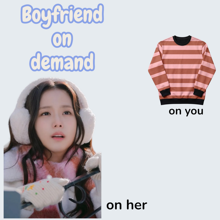 Fuzzy Stripe Print Crew Neck Sweatshirt | Seo Mi-rae