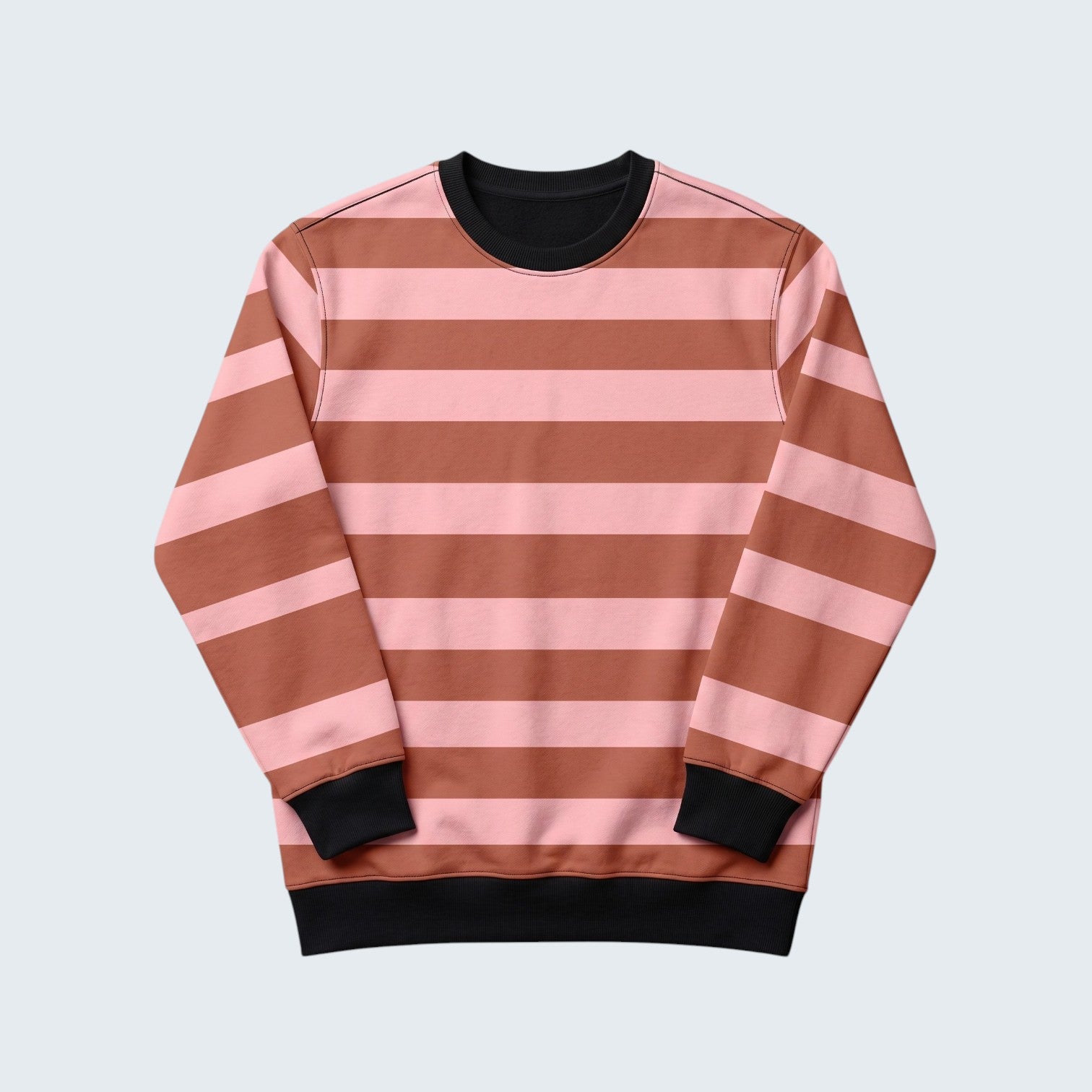 Fuzzy Stripe Print Crew Neck Sweatshirt