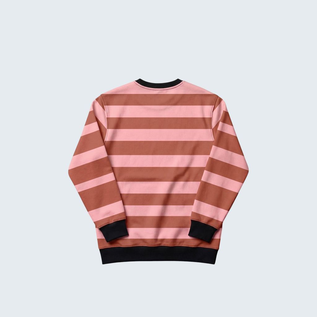 Fuzzy Stripe Print Crew Neck Sweatshirt