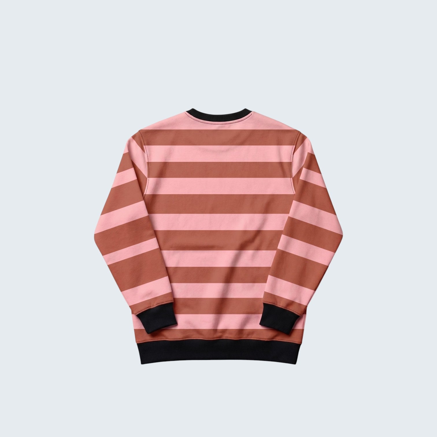 Fuzzy Stripe Print Crew Neck Sweatshirt