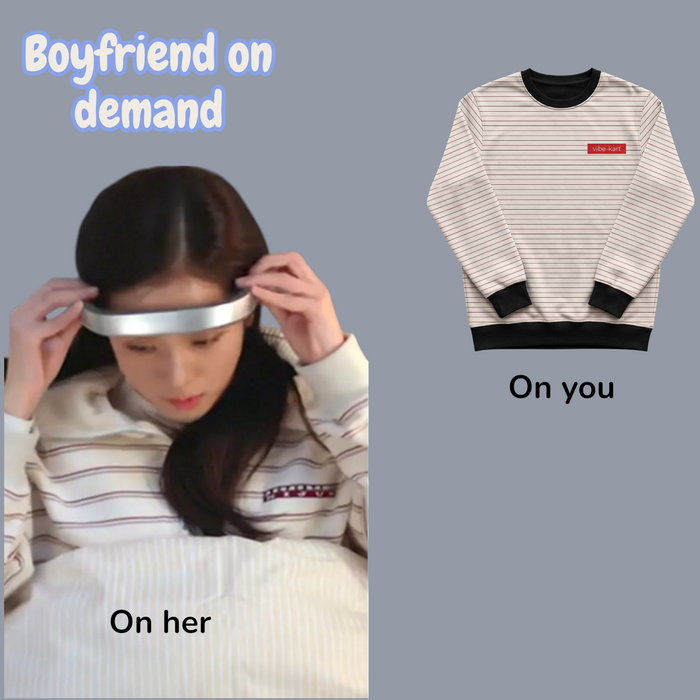 Stripe & Zip Collared Premium Sweatshirt | Seo Mi-rae