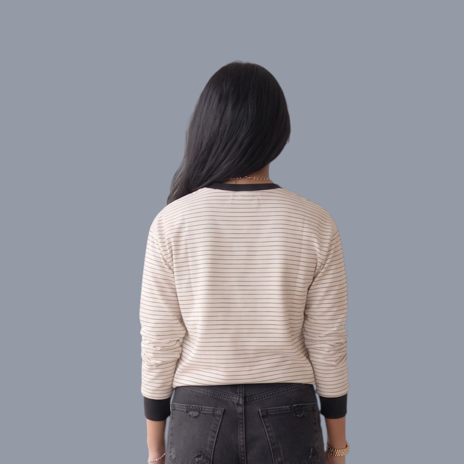 Stripe & Zip Collared Premium Sweatshirt